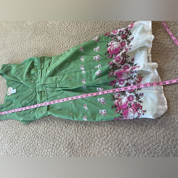 Vintage Max Studio silk blend spring green floral V neck dress - Picture 11 of 12